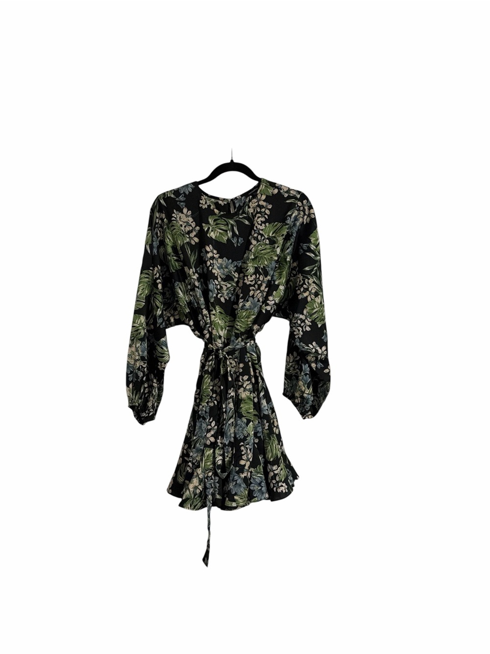 Mittoshop Satin Floral Long-Sleeve Mini Dress